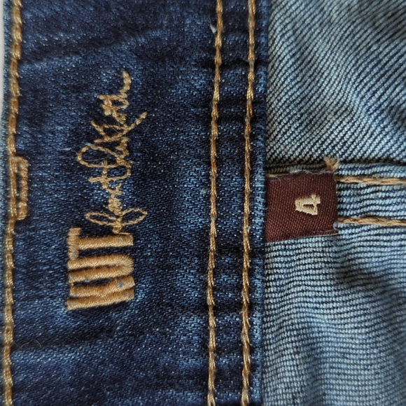 Kut from the Kloth Cameron Straight Leg Distressed Rolled Hem Jeans 4 Blue - Picture 3 of 16